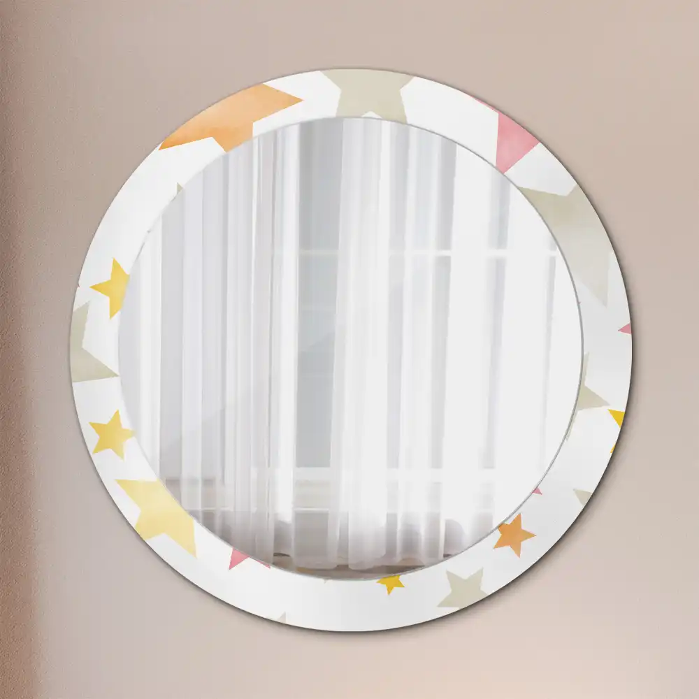 Round wall mirror decor Pastel stars