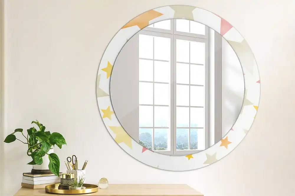 Round wall mirror decor Pastel stars