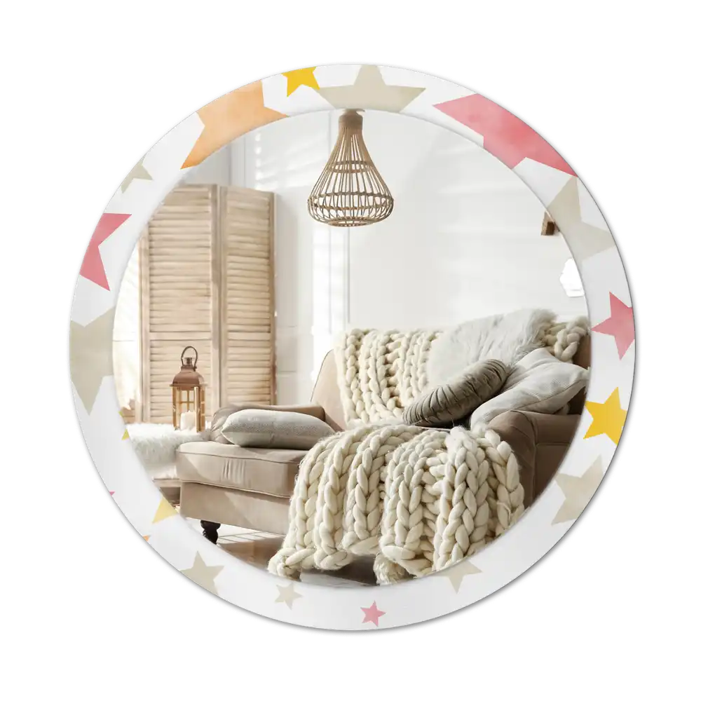 Round wall mirror decor Pastel stars