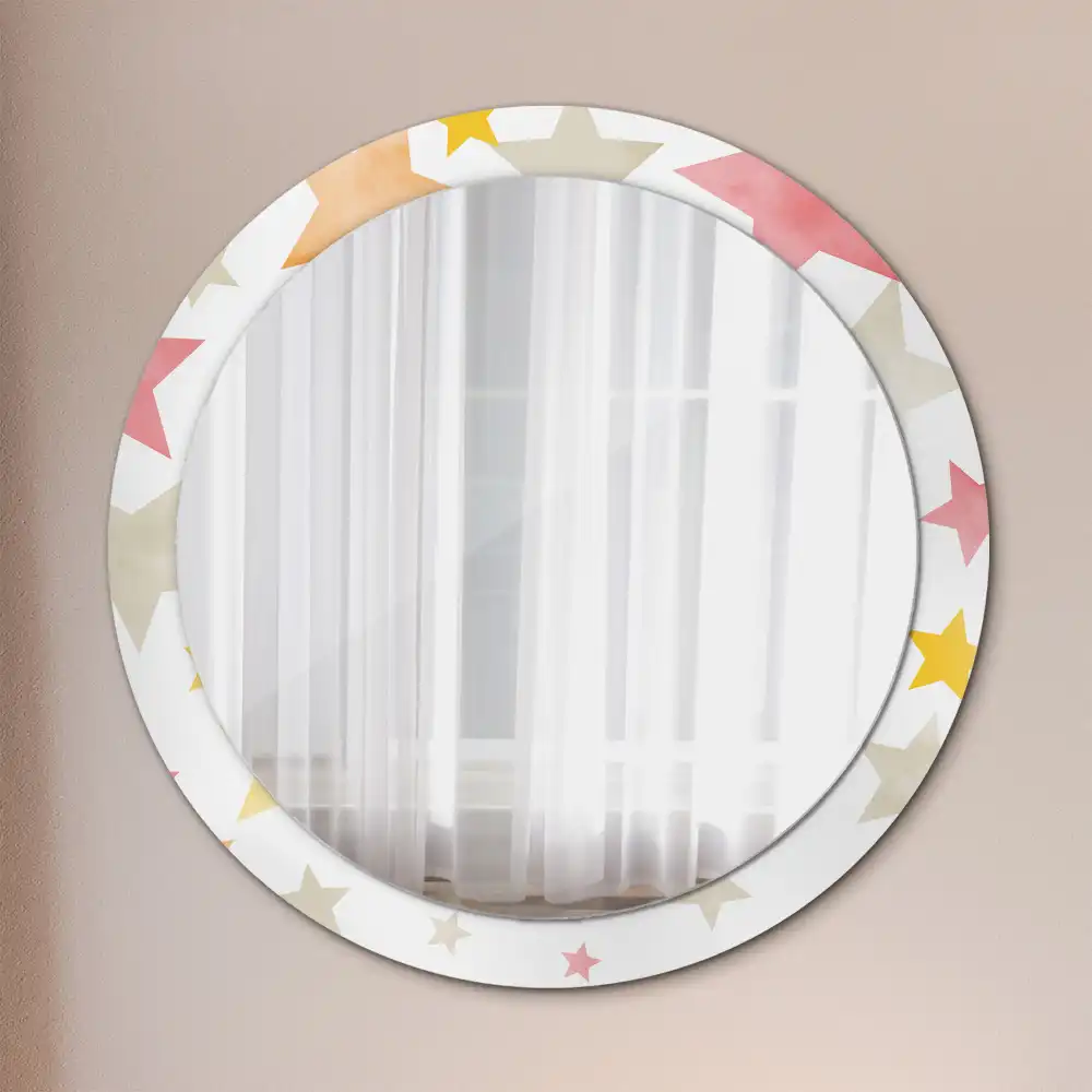 Round wall mirror decor Pastel stars