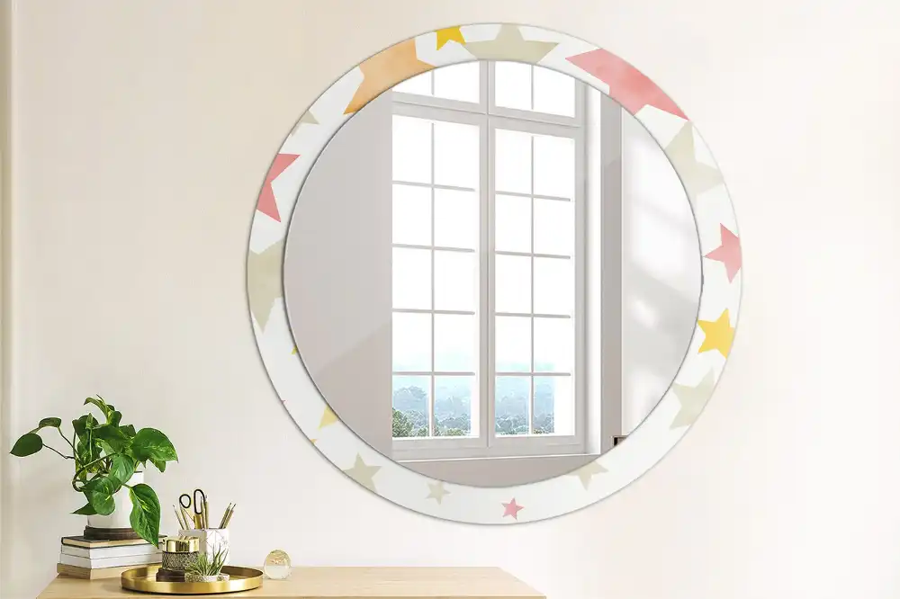 Round wall mirror decor Pastel stars