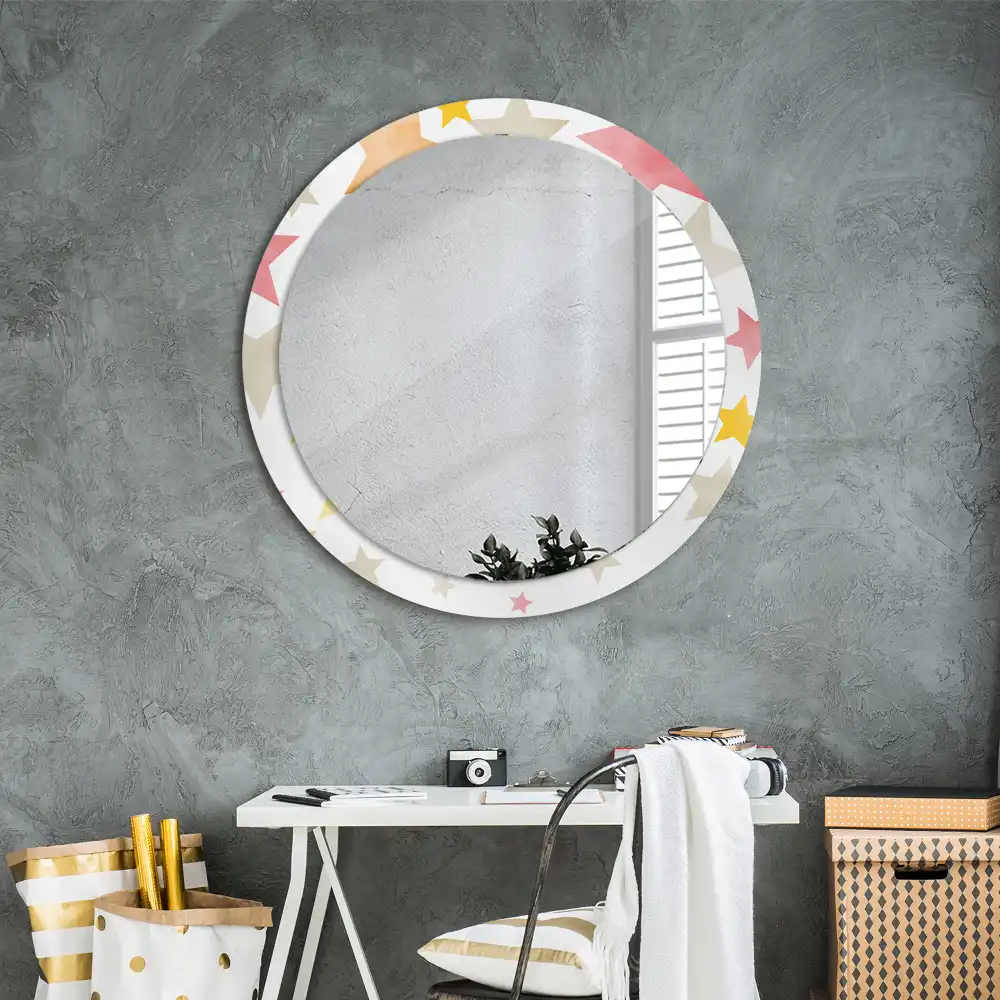 Round wall mirror decor Pastel stars