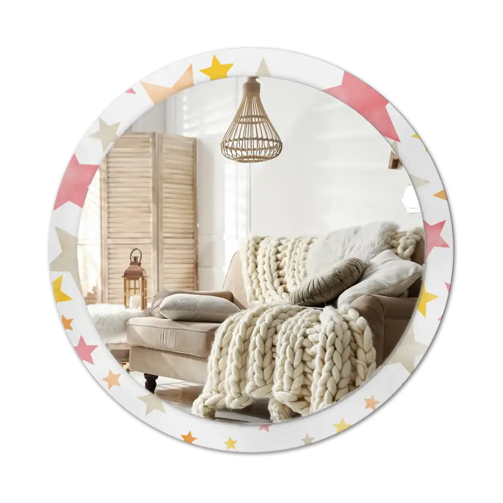 Round wall mirror decor Pastel stars