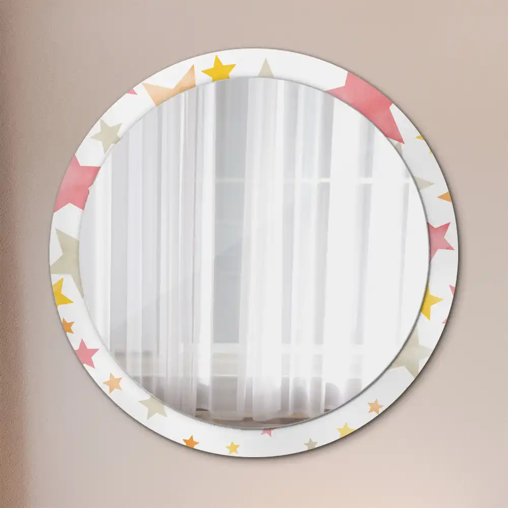 Round wall mirror decor Pastel stars