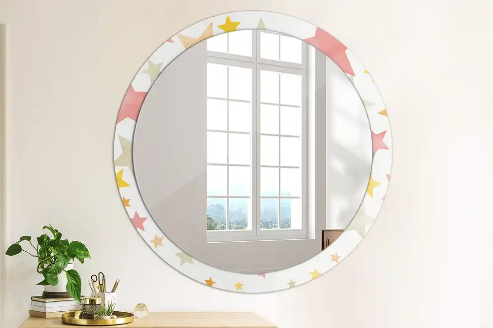 Round wall mirror decor Pastel stars