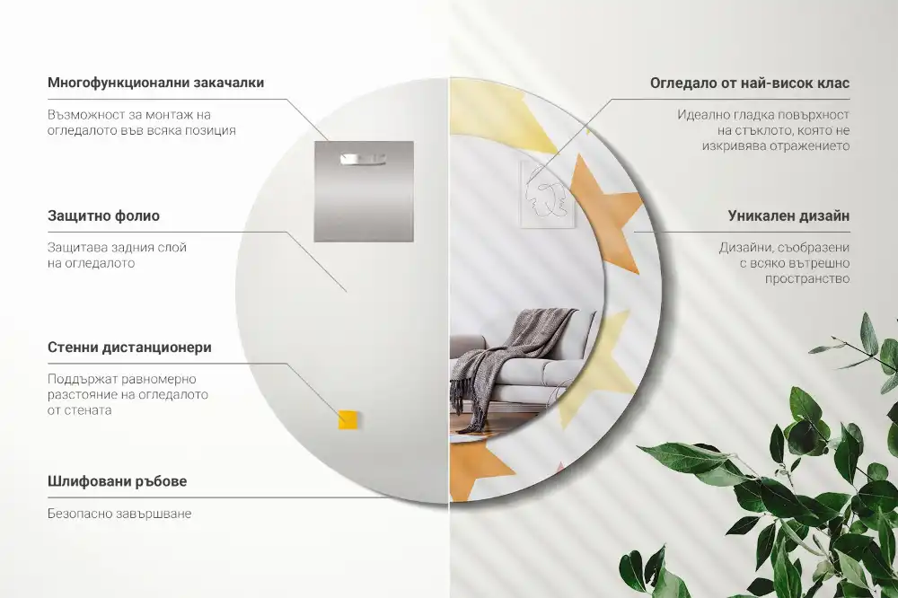 Round wall mirror decor Pastel stars