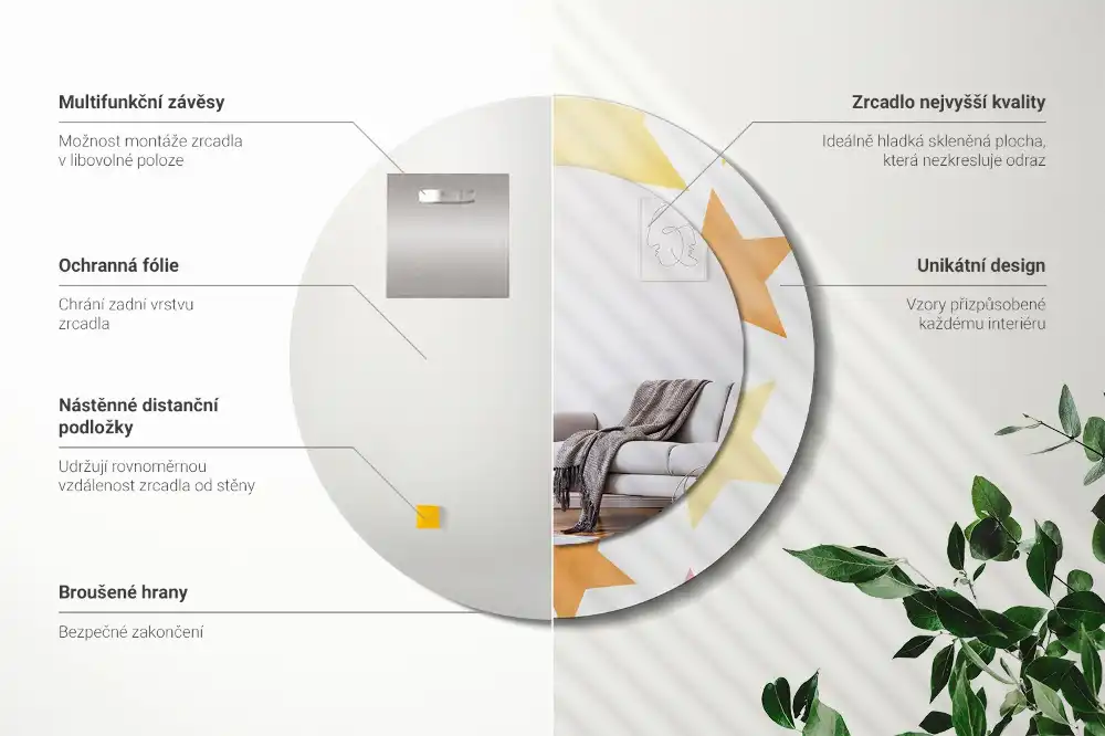 Round wall mirror decor Pastel stars