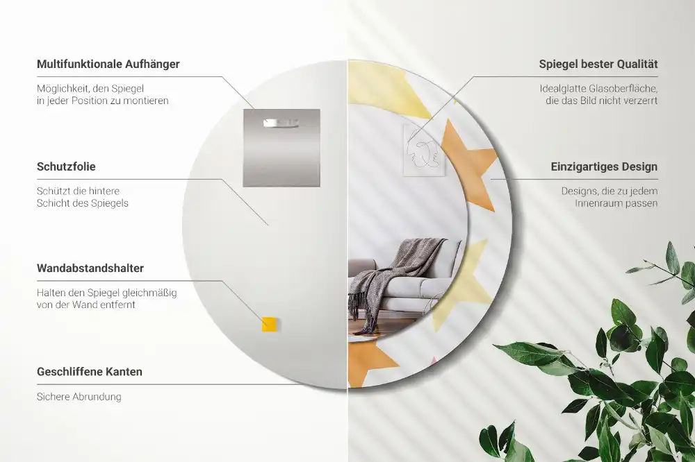 Round wall mirror decor Pastel stars