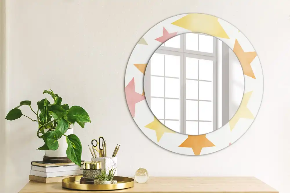 Round wall mirror decor Pastel stars