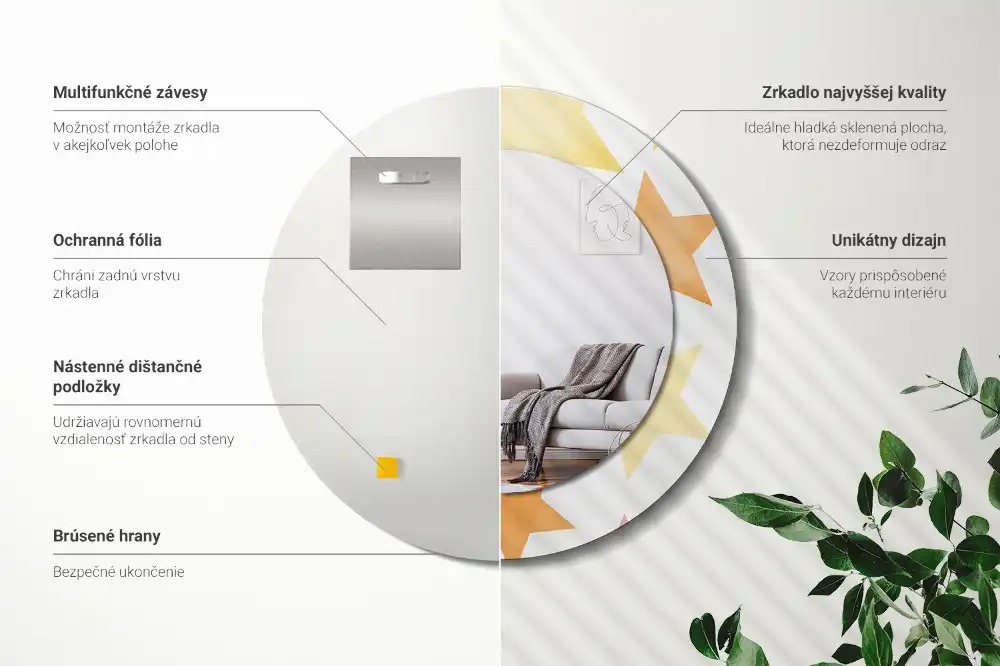 Round wall mirror decor Pastel stars