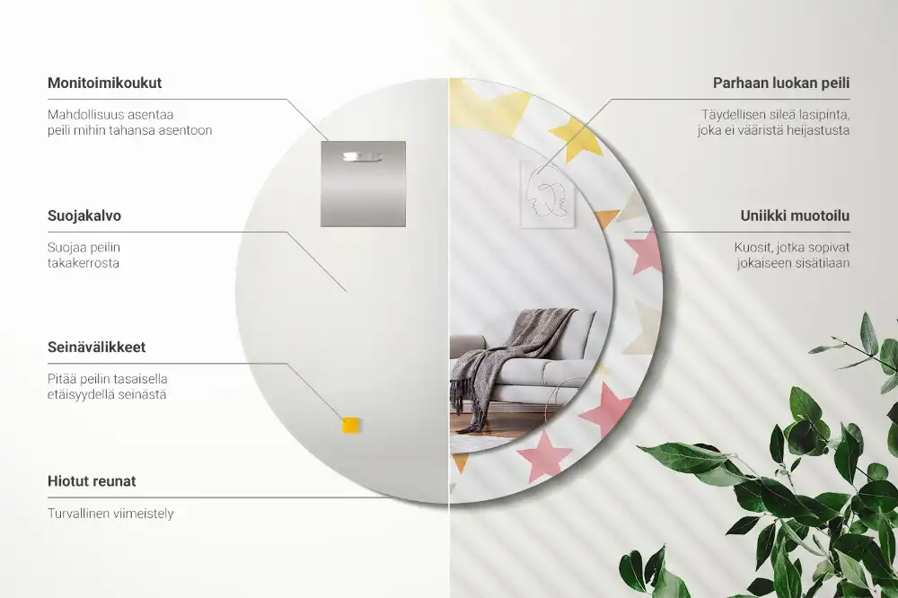 Round wall mirror decor Pastel stars