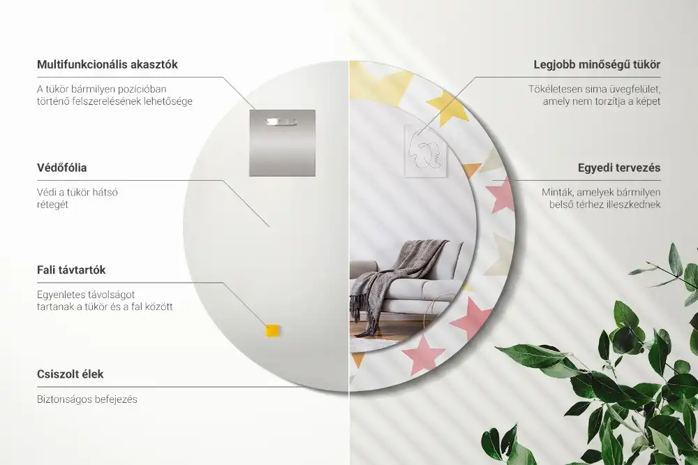 Round wall mirror decor Pastel stars