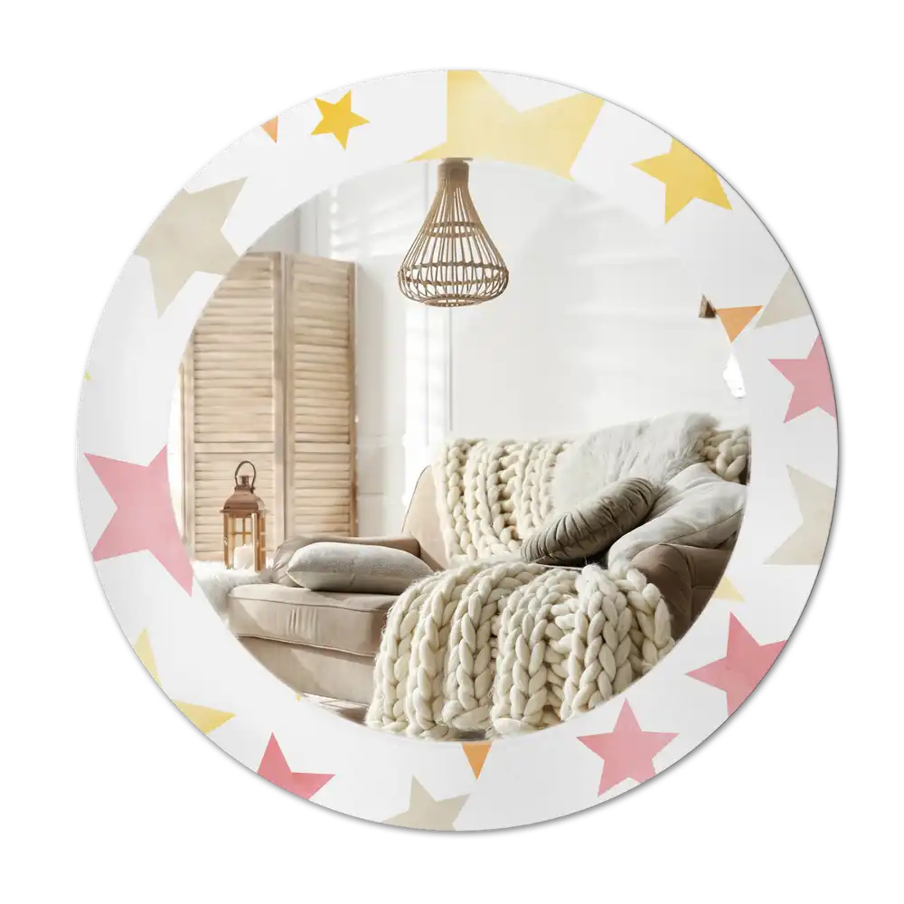 Round wall mirror decor Pastel stars