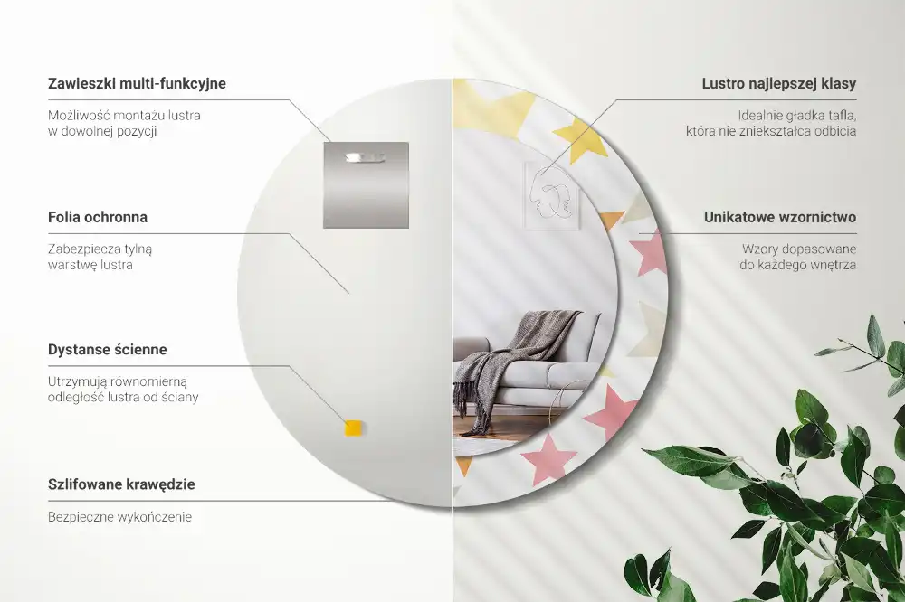 Round wall mirror decor Pastel stars