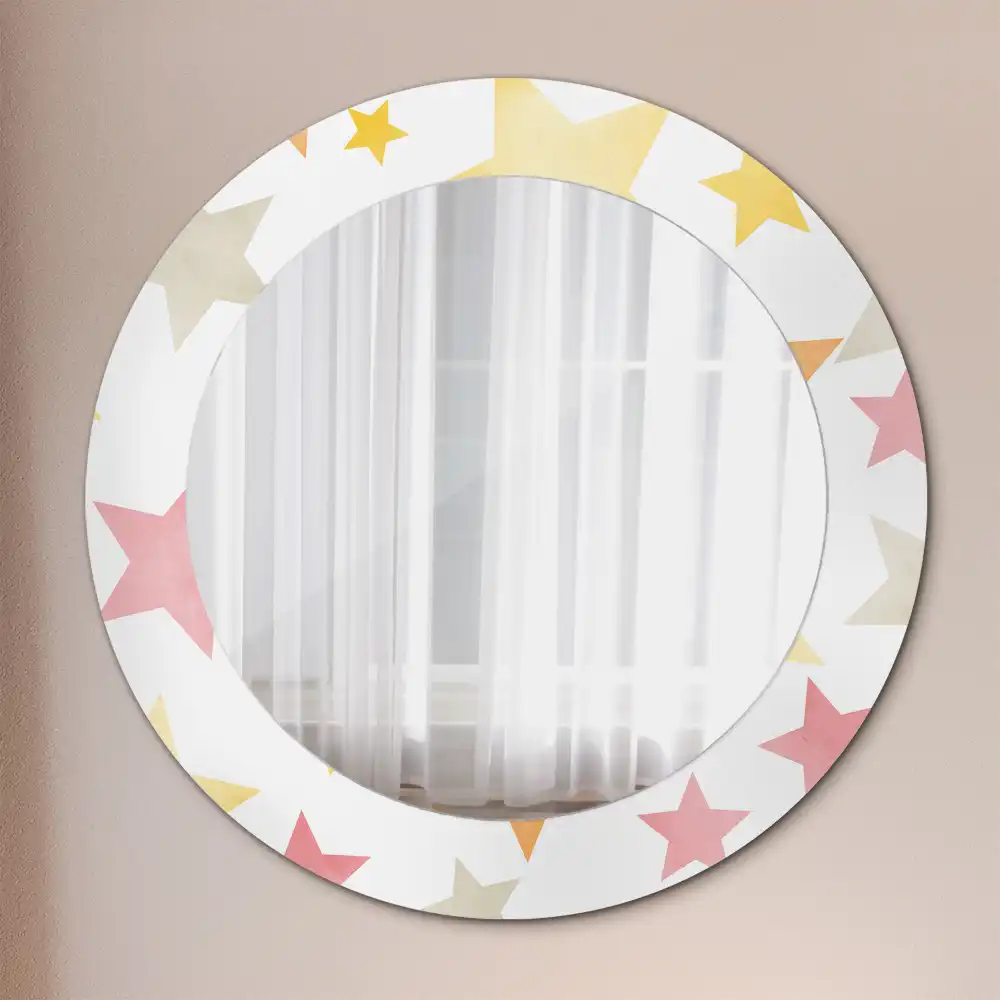 Round wall mirror decor Pastel stars