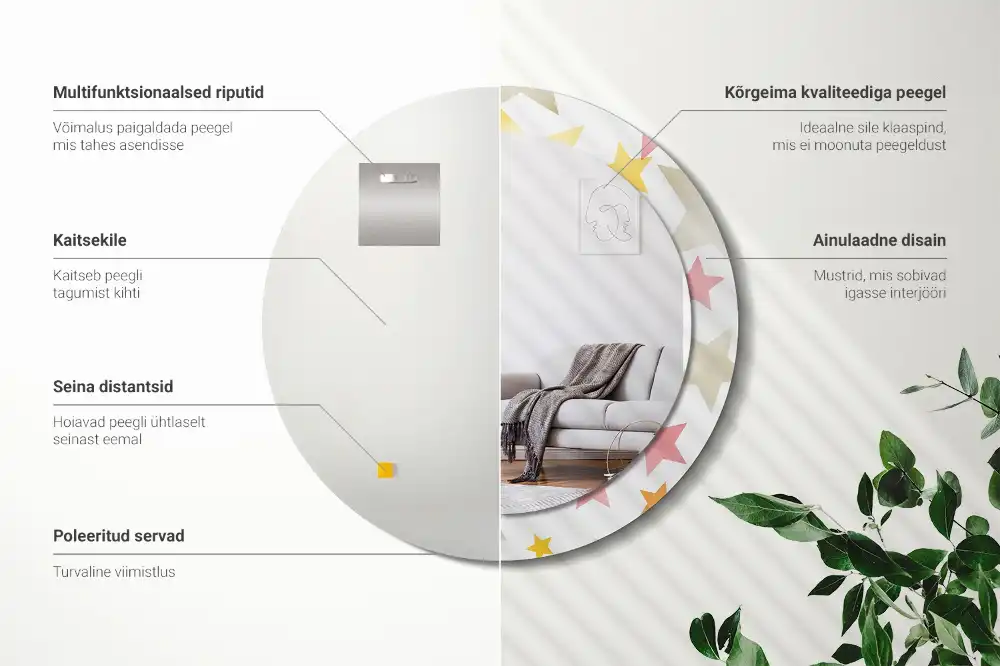 Round wall mirror decor Pastel stars