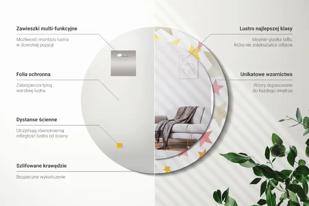 Round wall mirror decor Pastel stars