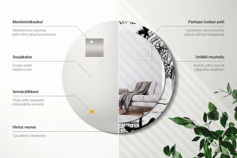 Round decorative mirror Graffiti pattern