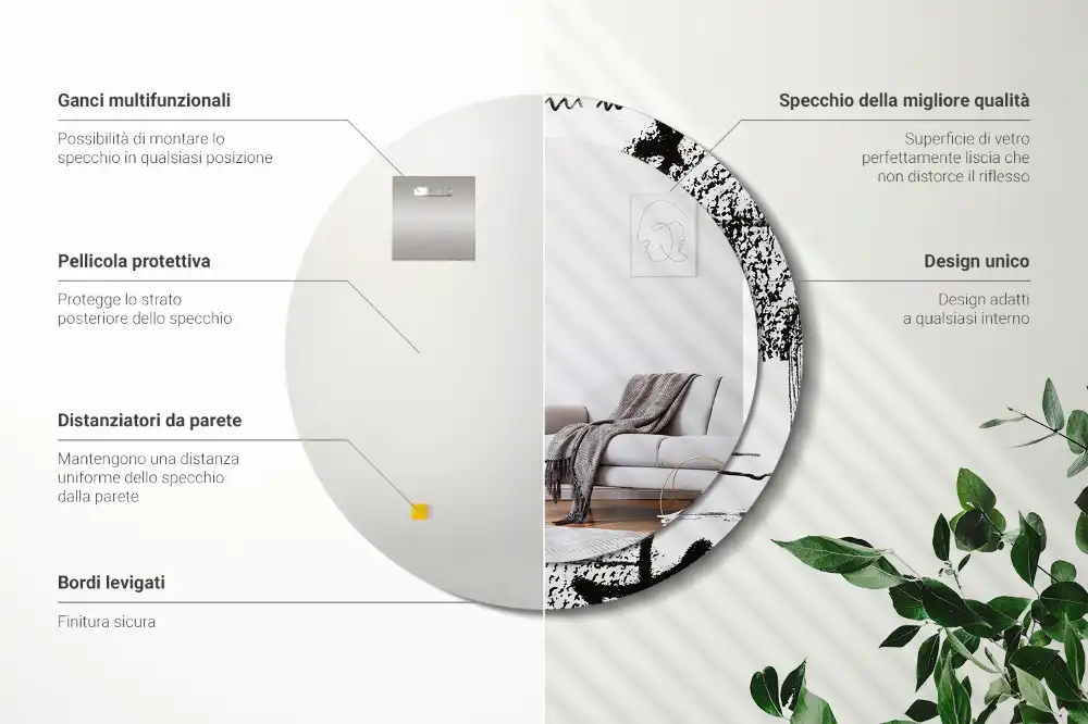 Round decorative mirror Graffiti pattern