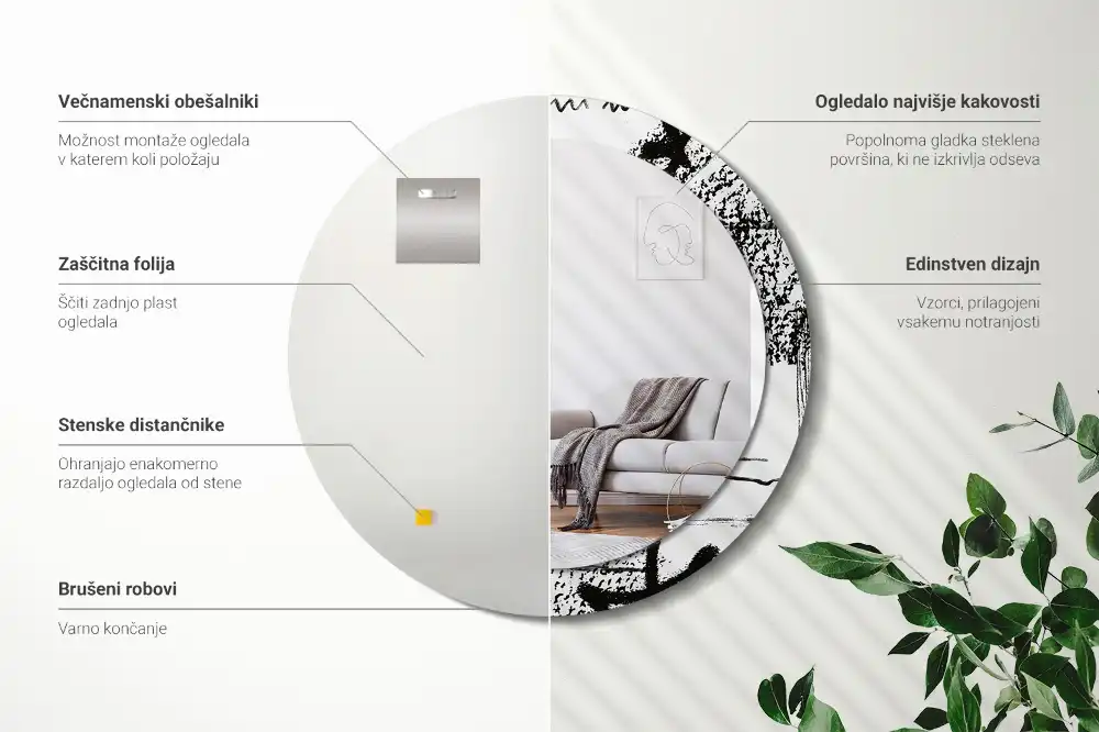 Round decorative mirror Graffiti pattern