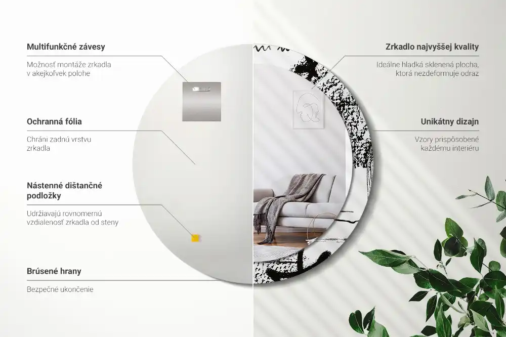 Round decorative mirror Graffiti pattern