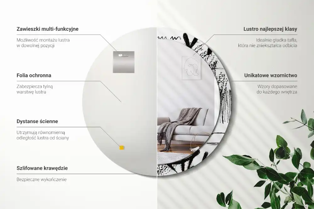 Round decorative mirror Graffiti pattern