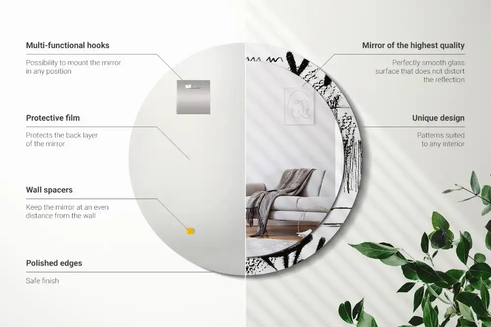 Round decorative mirror Graffiti pattern