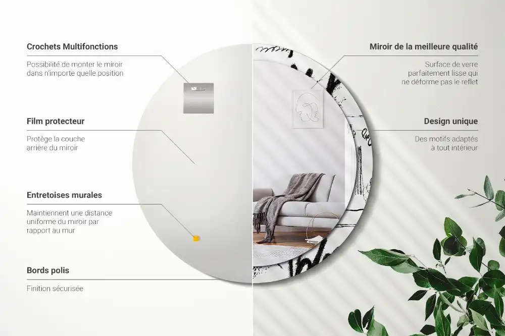Round decorative mirror Graffiti pattern