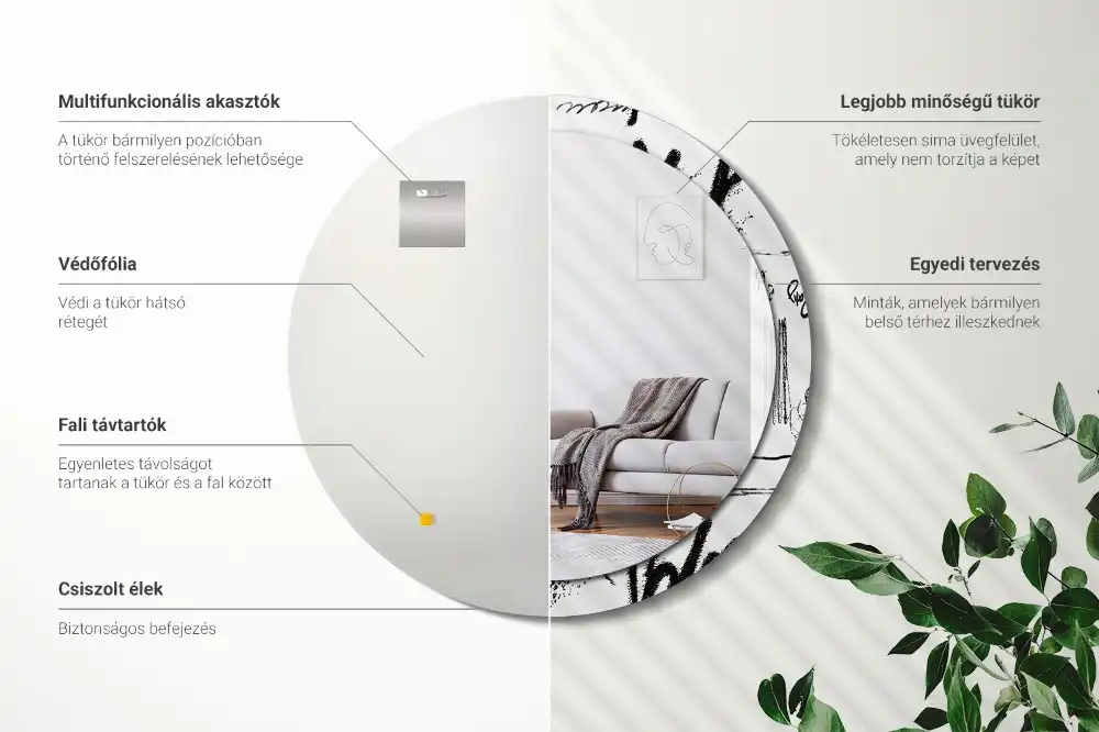 Round decorative mirror Graffiti pattern