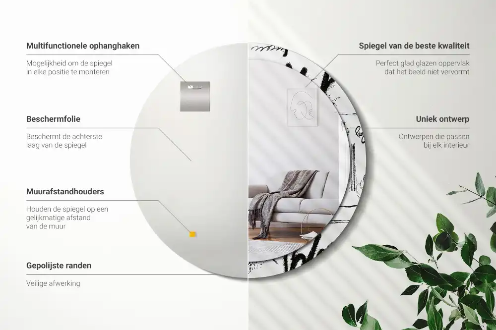 Round decorative mirror Graffiti pattern