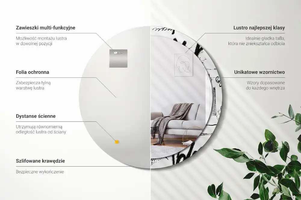 Round decorative mirror Graffiti pattern