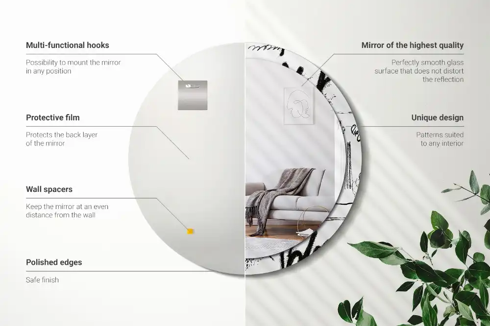 Round decorative mirror Graffiti pattern