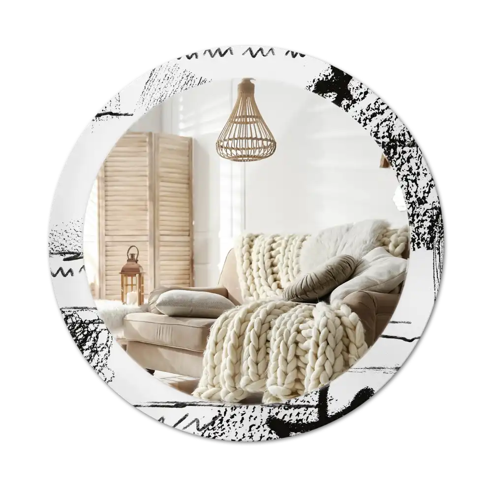 Round decorative mirror Graffiti pattern