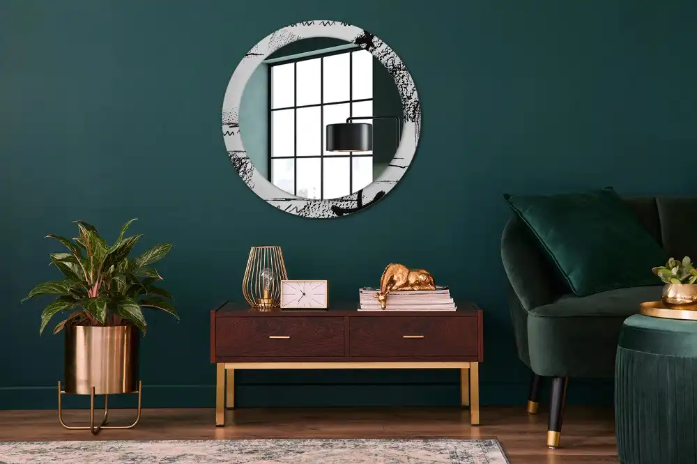 Round decorative mirror Graffiti pattern