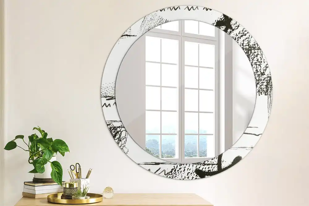 Round decorative mirror Graffiti pattern