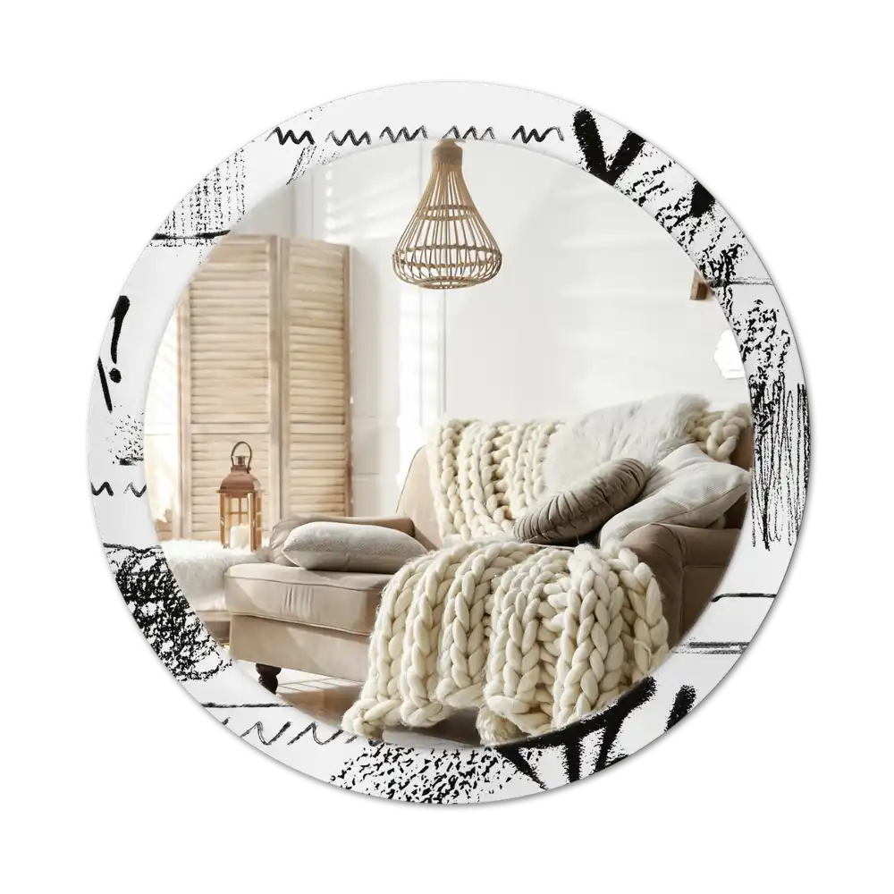 Round decorative mirror Graffiti pattern