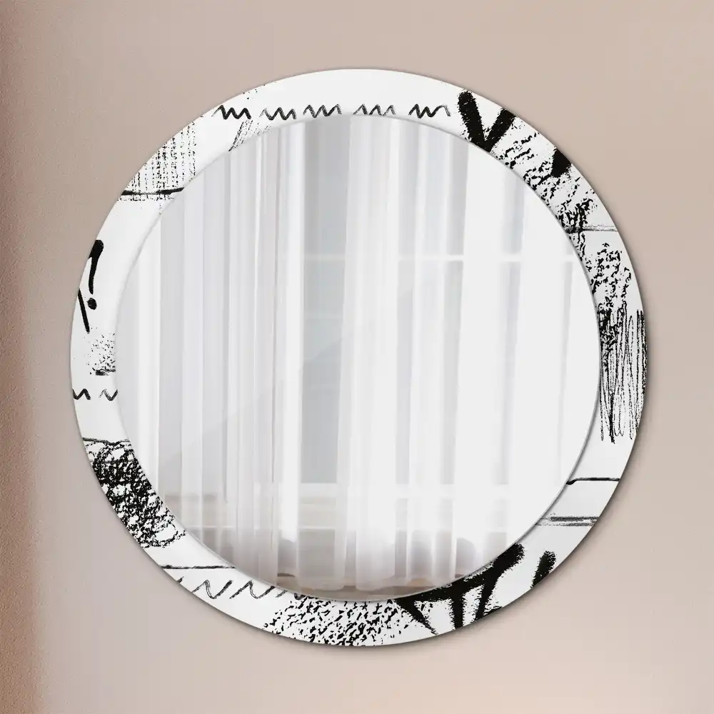 Round decorative mirror Graffiti pattern