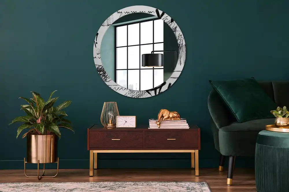 Round decorative mirror Graffiti pattern
