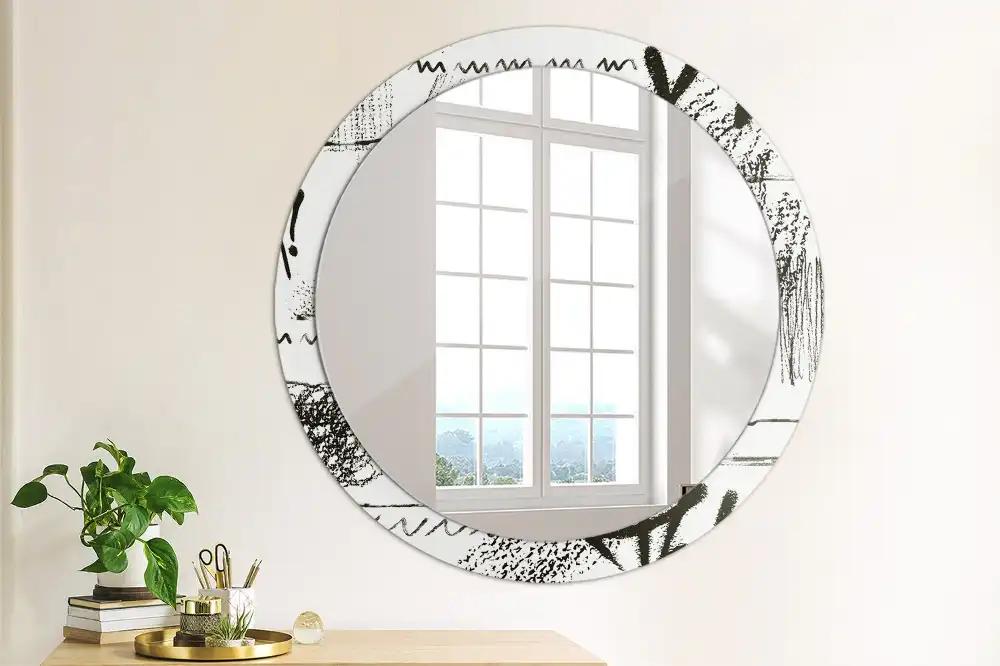 Round decorative mirror Graffiti pattern