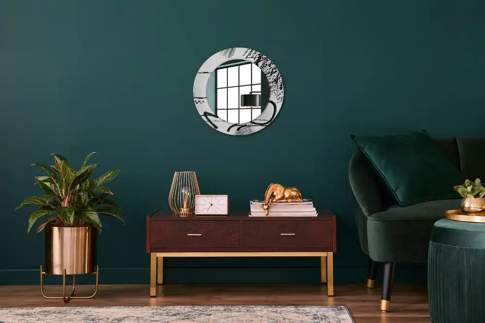 Round decorative mirror Graffiti pattern
