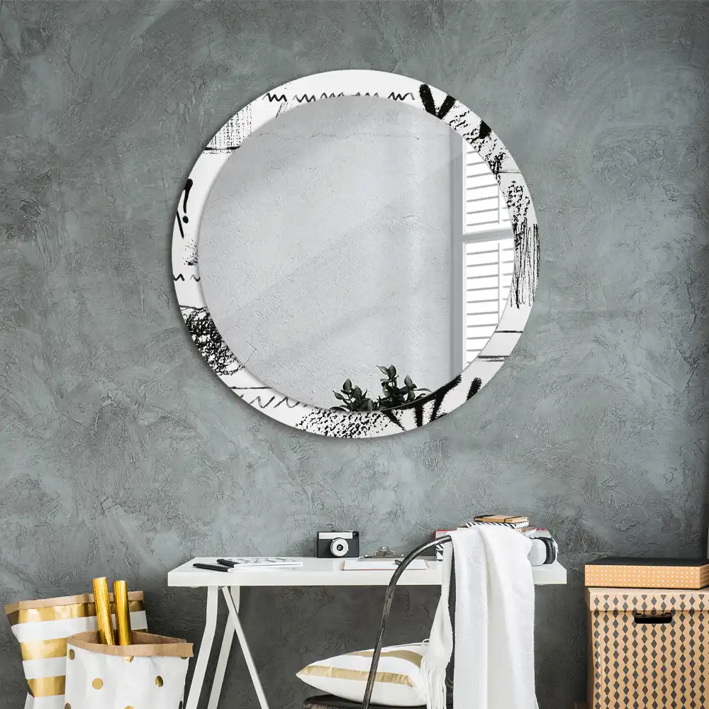 Round decorative mirror Graffiti pattern