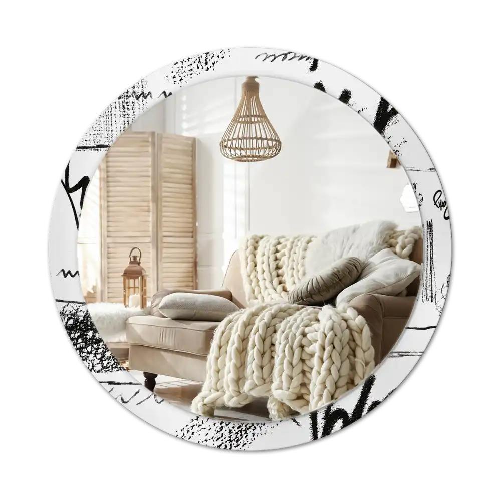 Round decorative mirror Graffiti pattern