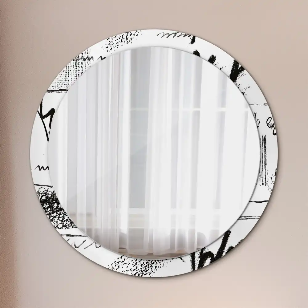 Round decorative mirror Graffiti pattern