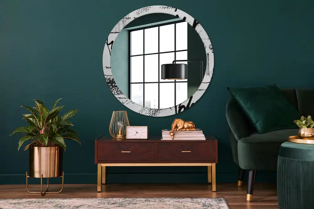 Round decorative mirror Graffiti pattern