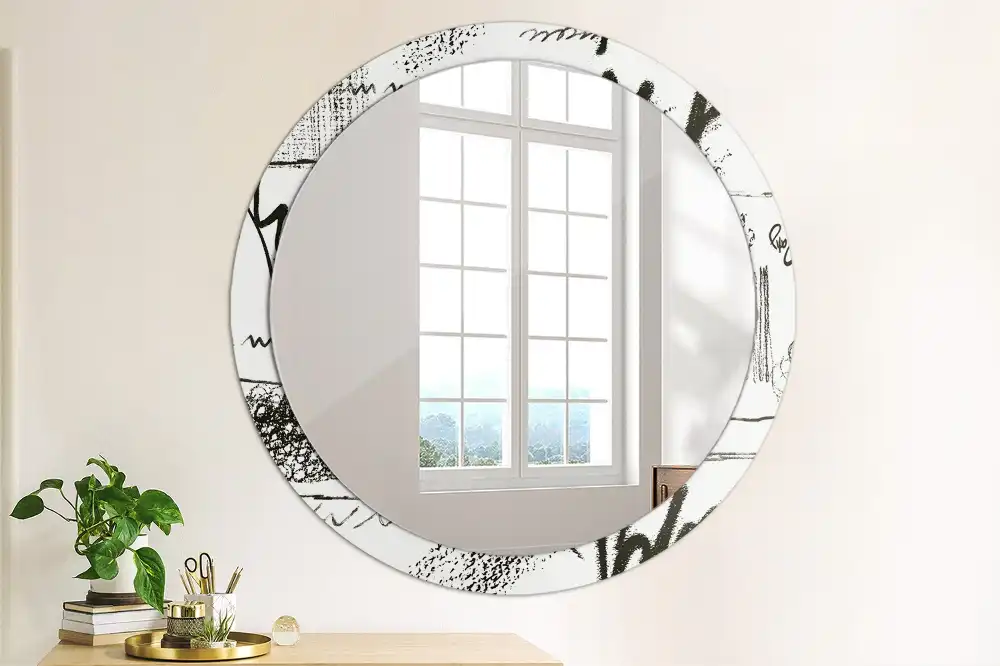 Round decorative mirror Graffiti pattern