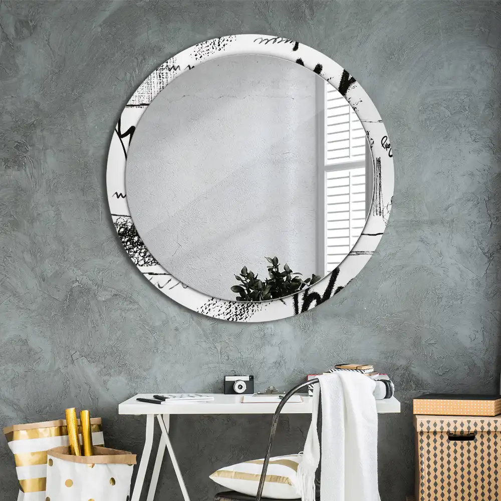 Round decorative mirror Graffiti pattern
