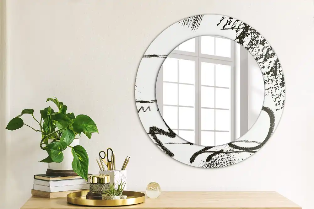 Round decorative mirror Graffiti pattern