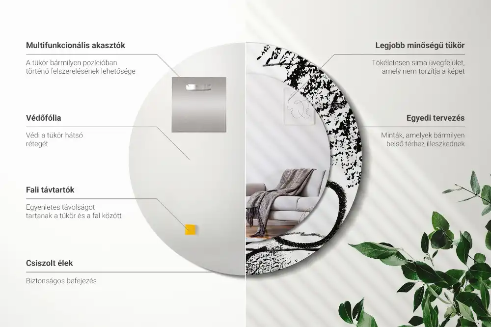 Round decorative mirror Graffiti pattern