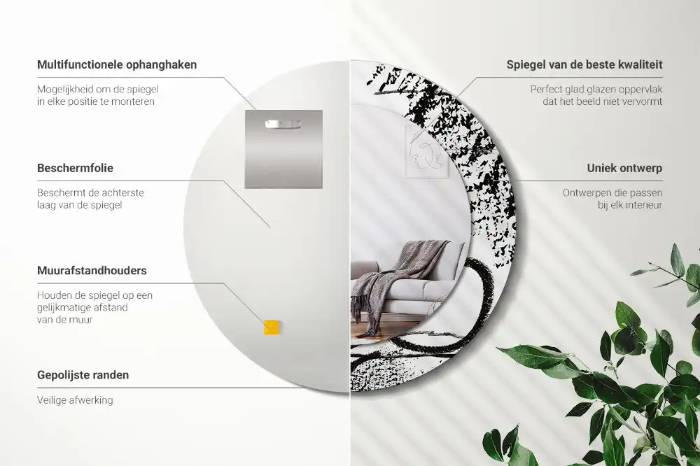 Round decorative mirror Graffiti pattern