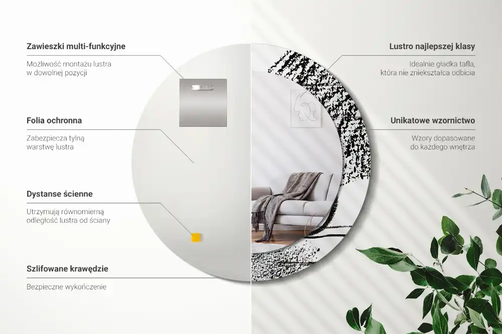 Round decorative mirror Graffiti pattern